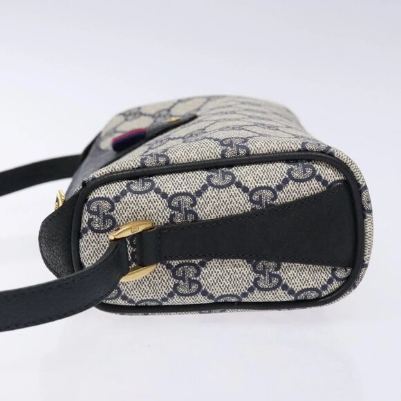GUCCI GG Supreme Sherry Line Shoulder Bag PVC Navy Gold 89 02 018 Auth BA4022 - Picture 5 of 15